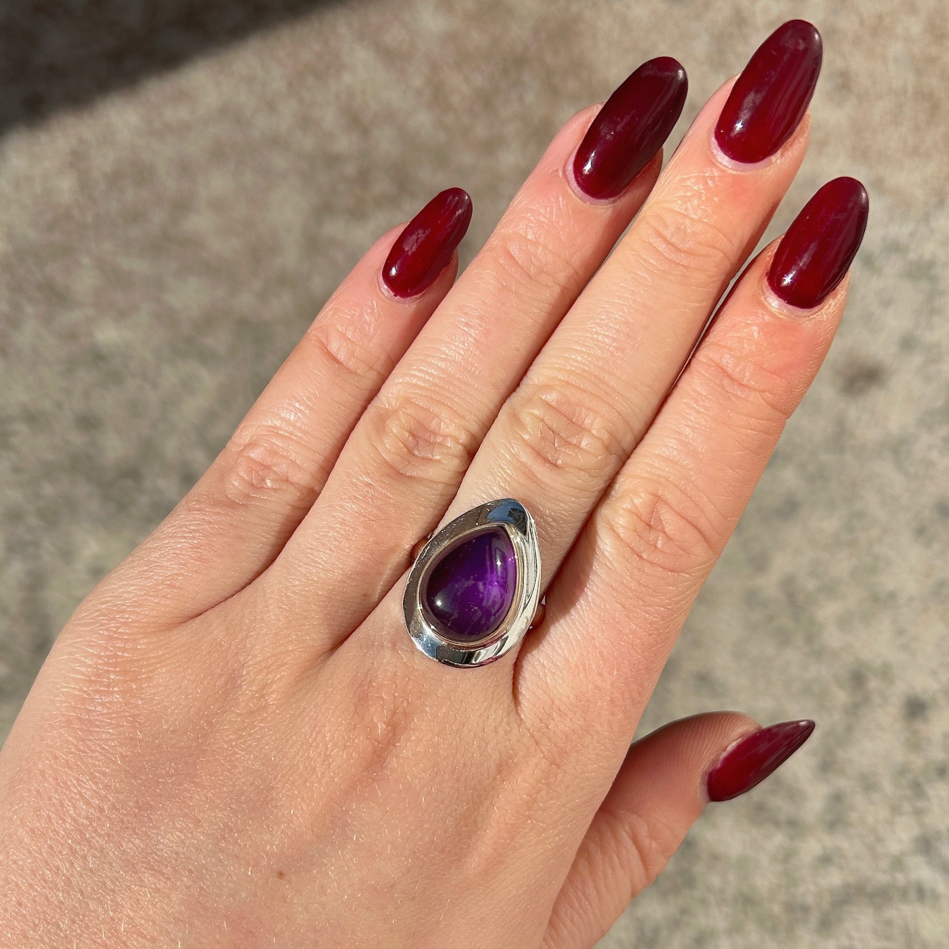 Bague amethyste goutte XS argent 925 violet profond femme