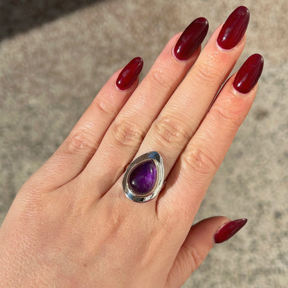Bague amethyste goutte XS argent 925 violet profond femme