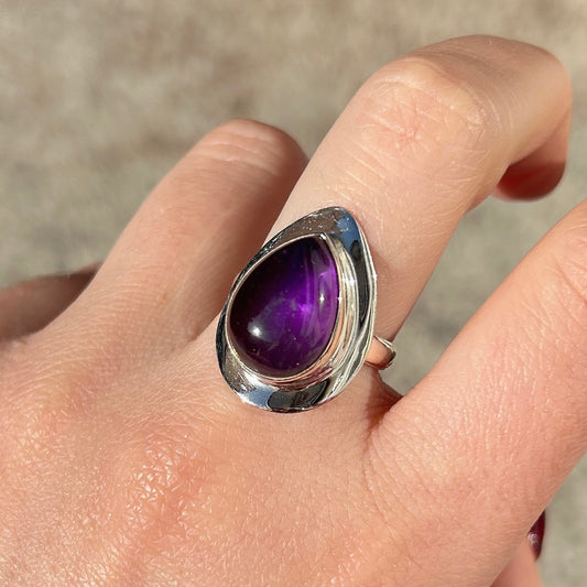 Bague pierre violette amethyste argent 925 femme