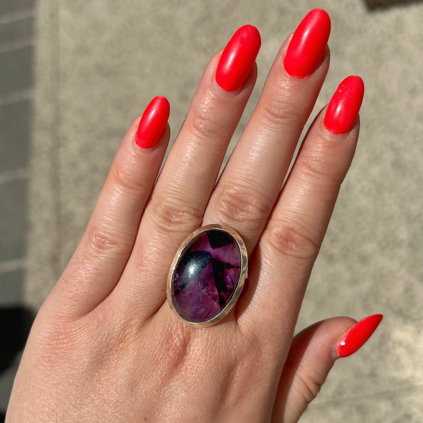 Bague améthyste ovale argent 925 pierre violette intense
