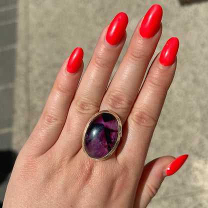 Bague améthyste ovale argent 925 pierre violette intense