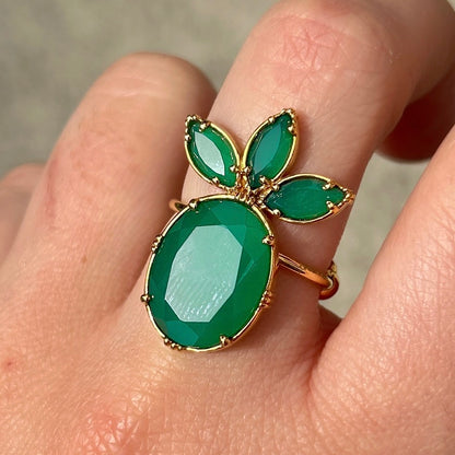 Bague ananas pierre verte Au Fil de Lo