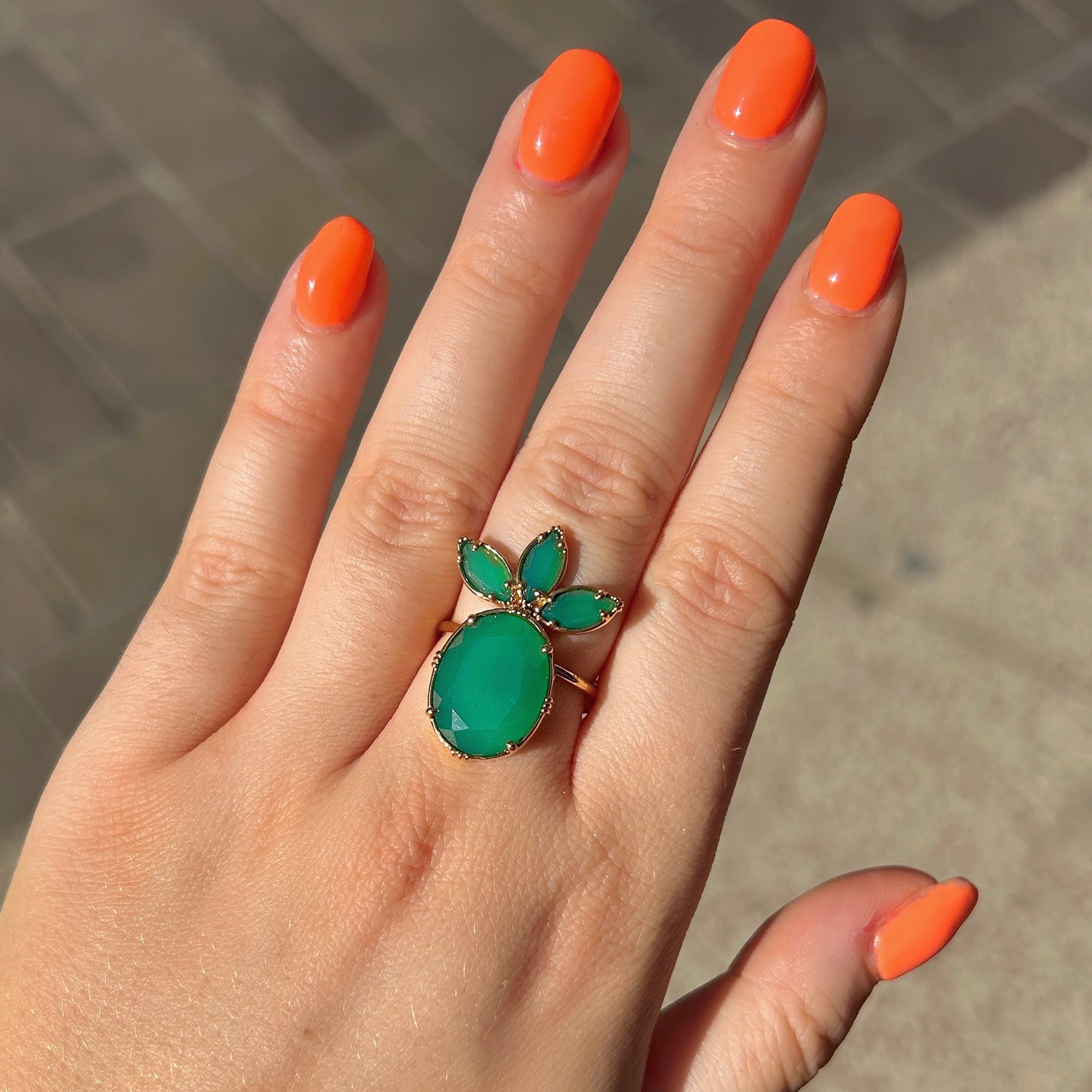 BAGUE - ANANAS ONYX VERT