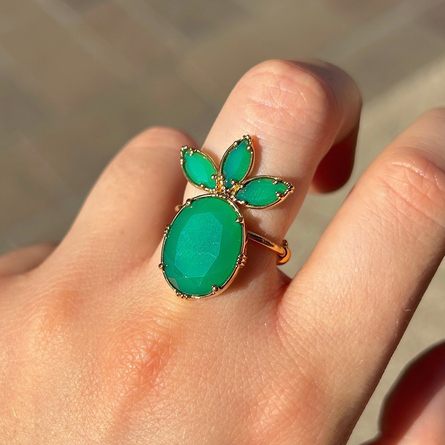 BAGUE - ANANAS ONYX VERT