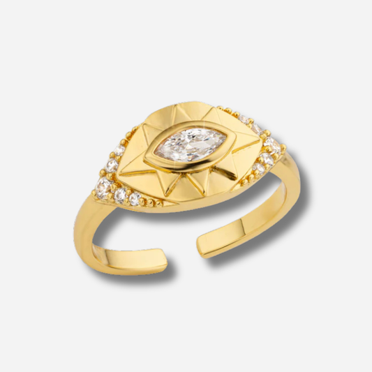 Bague Astra Mya Bay dorée avec œil protecteur