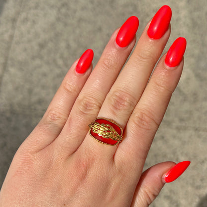 Bague portée cornaline rouge Au Fil de Lo