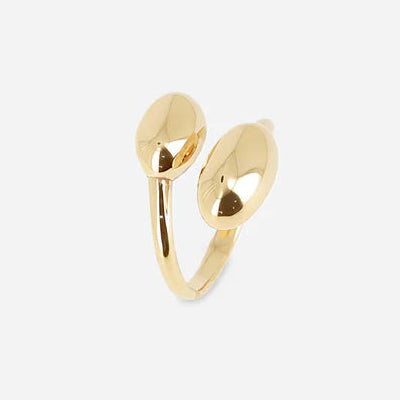 Bague Basco Zag dorée ajustable avec double forme ovale lisse
