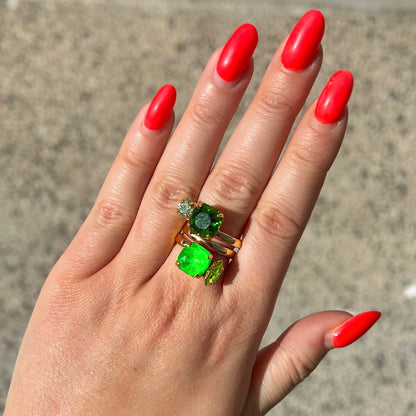 Bague verte fluo Crézus dorée
