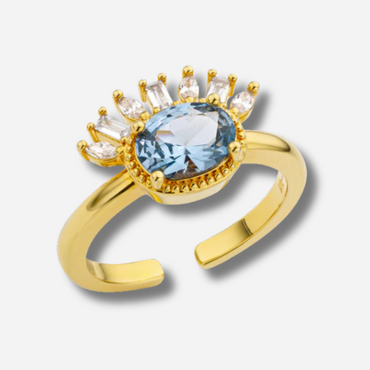 Bague Blue Lady Mya Bay dorée avec cristal bleu