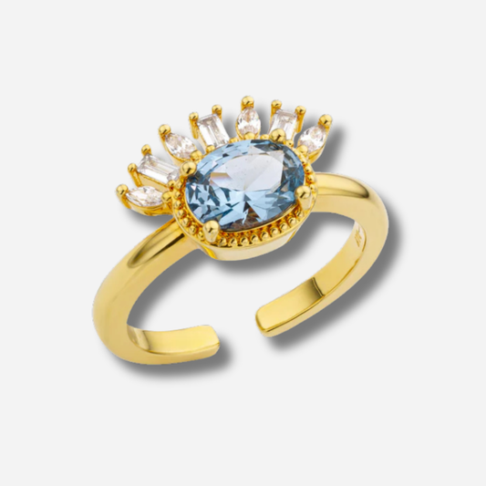 Bague Blue Lady Mya Bay dorée avec cristal bleu