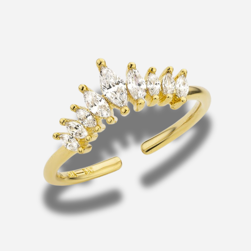 Bague Charlotte Mya Bay dorée couronne sertie de cristaux