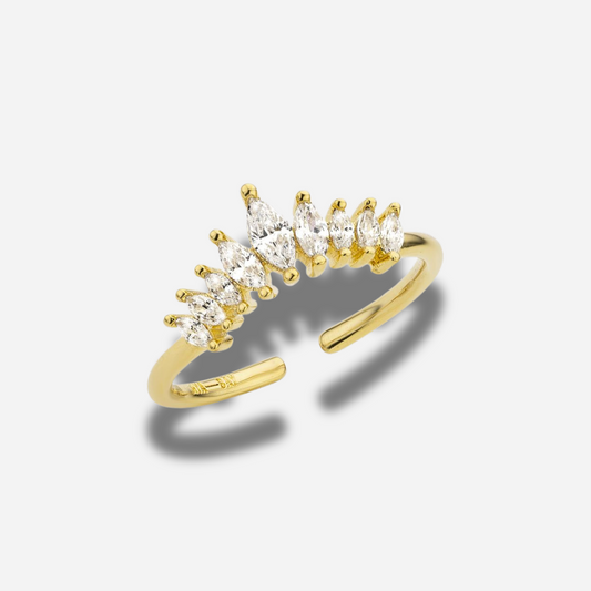 Bague Charlotte Mya Bay dorée couronne sertie de cristaux