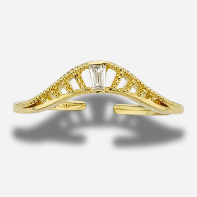 Bague Diana Mya Bay dorée à ligne courbe sertie de cristaux