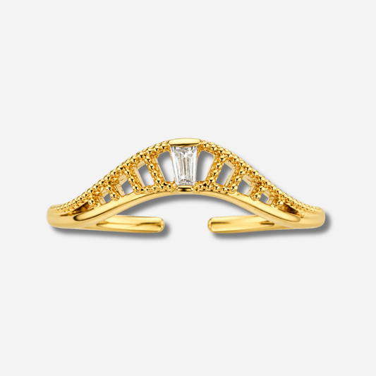 Bague Diana Mya Bay dorée à ligne courbe sertie de cristaux
