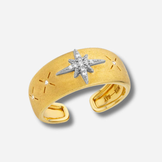 Bague Diwali Cuff argent Mya Bay dorée avec étoile argentée et cristaux