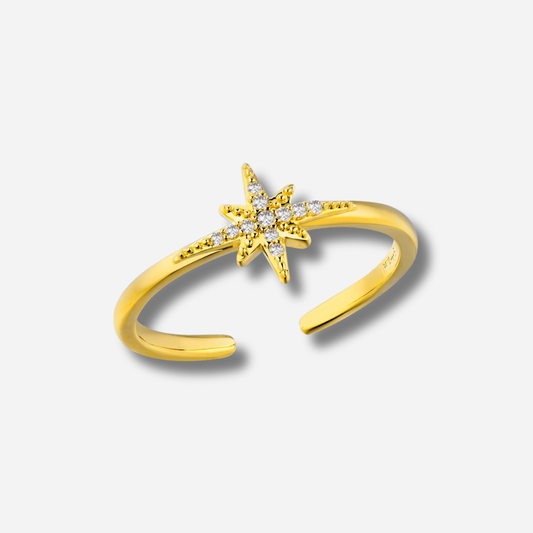 Bague Diwali Mya Bay mini cuff étoile dorée sertie de cristaux