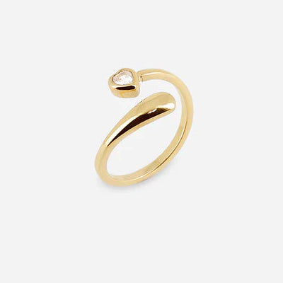 Bague Elida ZAG acier doré cœur zirconium ajustable bijou femme fin Divinity Sète