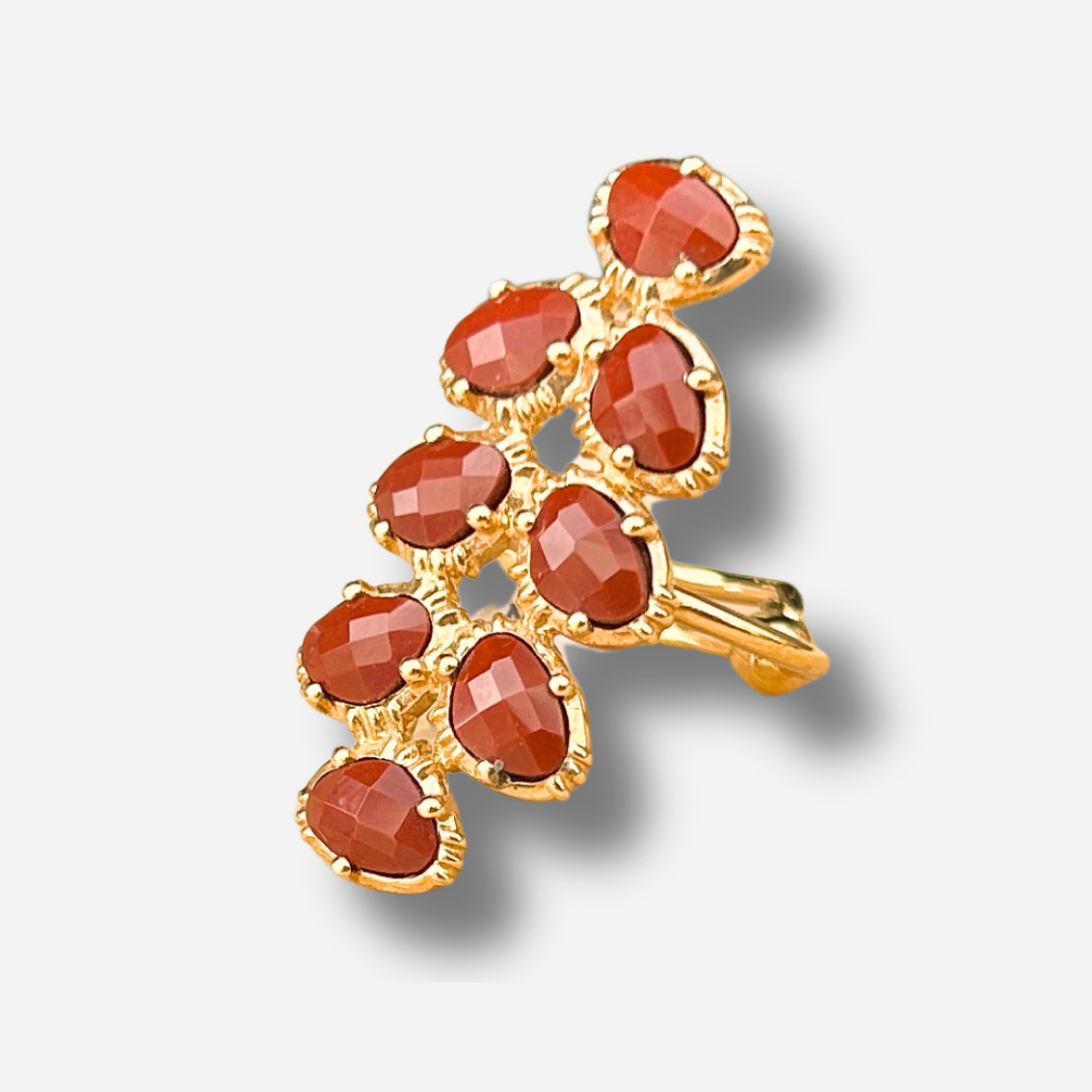 Bague epi spinelle rouge Au Fil de Lo bague longue reglable femme dorée elegante