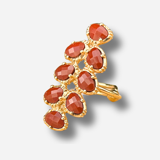 Bague epi spinelle rouge Au Fil de Lo bague longue reglable femme dorée elegante