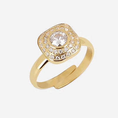 Bague Ermie ZAG acier doré zirconiums ajustable bijou femme lumineux Divinity Sète