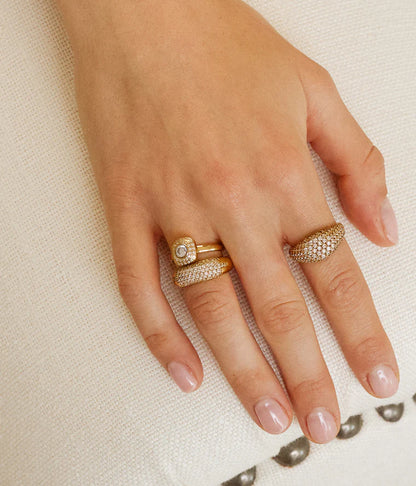 Bague Ermie ZAG acier doré zirconiums ajustable bijou femme lumineux Divinity Sète