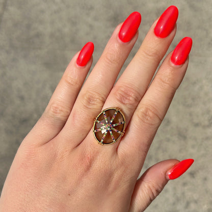 Bague portée quartz fumé étoile multicolore Au Fil de Lo