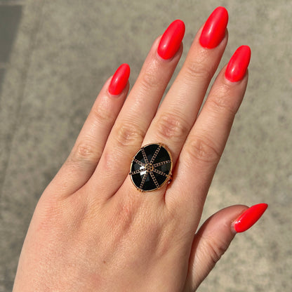 Bague portée spinelle noire étoile Au Fil de Lo