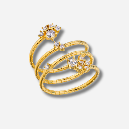 Bague Flower Hoops Mya Bay dorée fleurs serties de cristaux