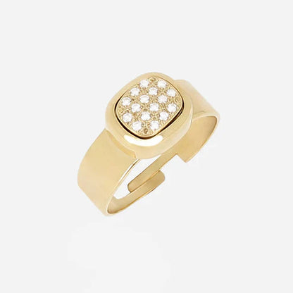 Bague Gally Zag dorée pavée de strass