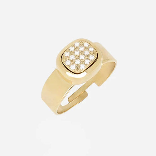 Bague Gally Zag dorée pavée de strass