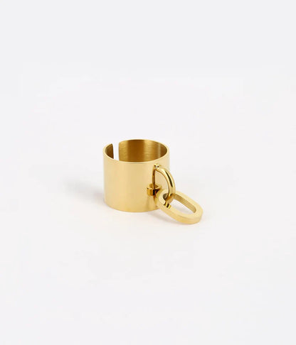 Bague Gin Zag dorée large ajustable avec maillon mobile
