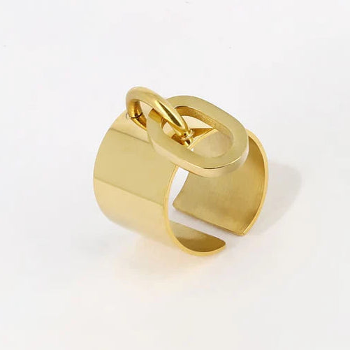 Bague Gin Zag dorée large ajustable avec maillon mobile