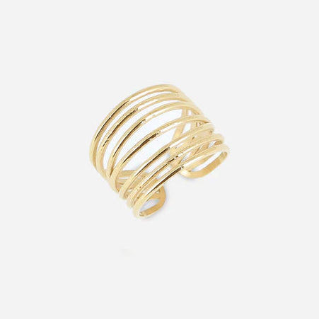 Bague Gio Zag dorée ajustable effet multi anneaux