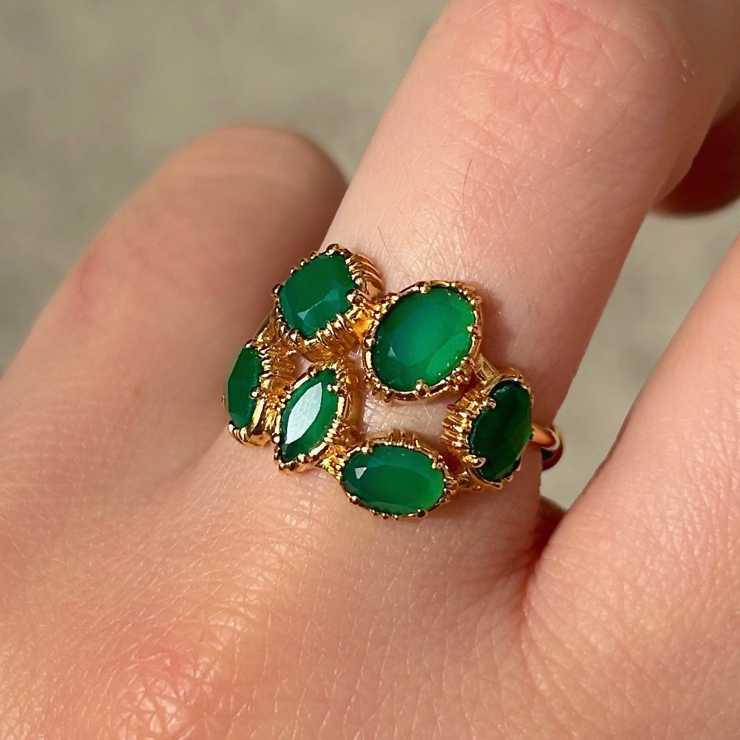 Bague pierre verte grappe volumineuse Au Fil de Lo