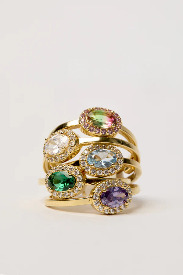 Bague Green Dynasty Mya Bay bague ajustable dorée talisman vert