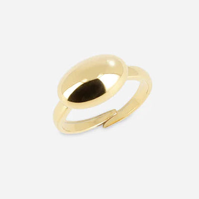 Bague Ilioss Zag dorée ajustable avec ovale lisse