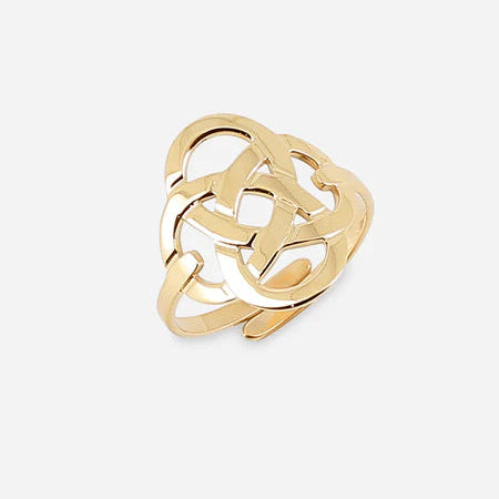 Bague Infini Zag dorée ajustable motif entrelacé ajouré