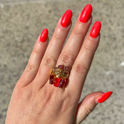Bague rouge dorée Crézus