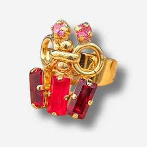 Bague Iseria Rouge Crézus pierres rouges doré réglable
