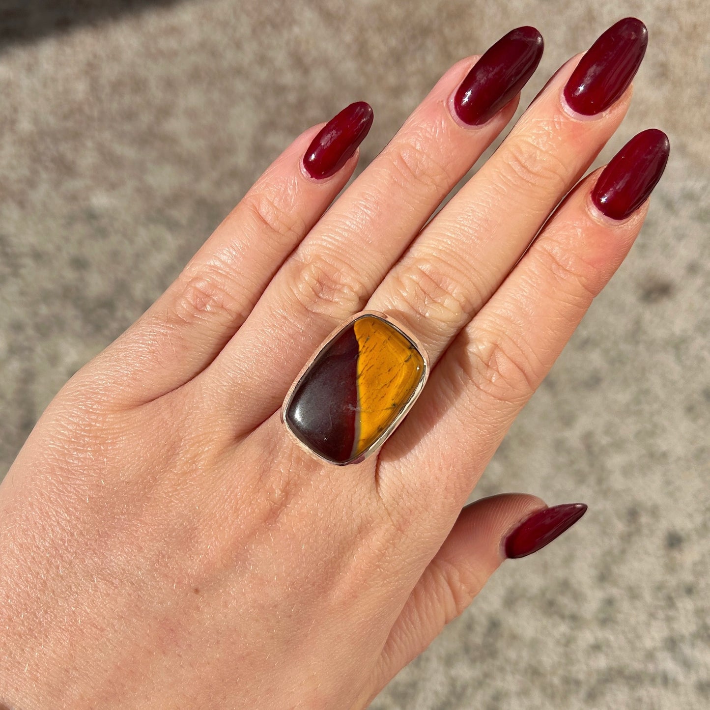 Bague pierre naturelle jaspe mokaite femme argent massif