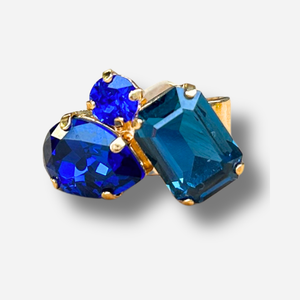 Bague Kaina Azur Crézus pierres bleu azur doré réglable