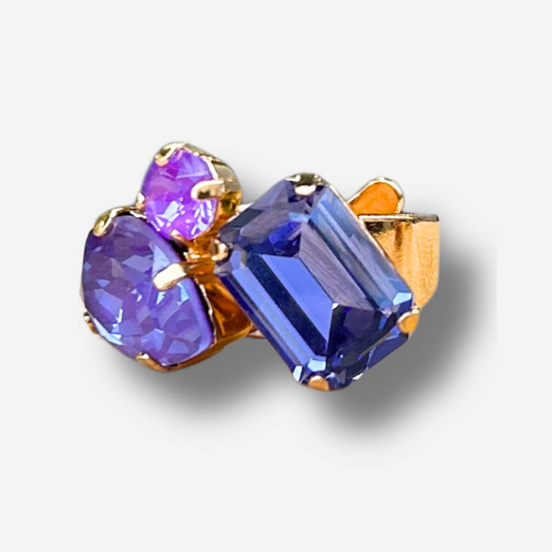 Bague Kaina Lila Crézus pierres violet bleu doré réglable