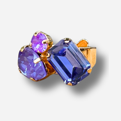 Bague Kaina Lila Crézus pierres violet bleu doré réglable