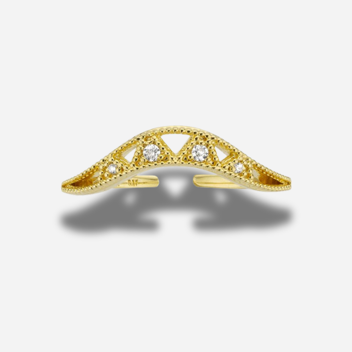 Bague Kate Mya Bay dorée au design fin et graphique sertie de cristaux