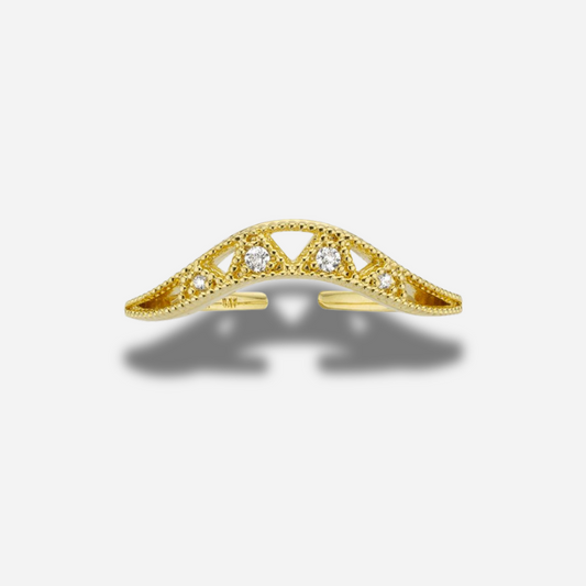 Bague Kate Mya Bay dorée au design fin et graphique sertie de cristaux