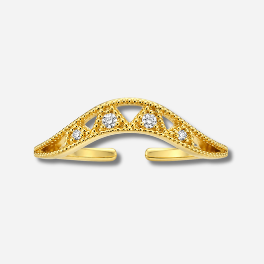 Bague Kate Mya Bay dorée au design fin et graphique sertie de cristaux