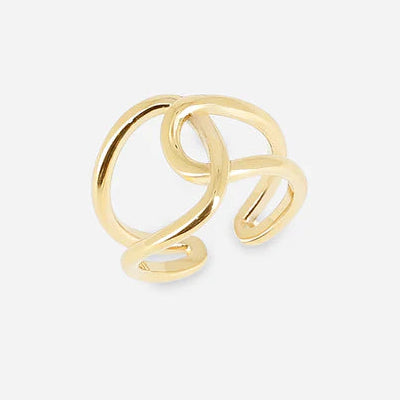 Bague Kora ZAG acier doré multi anneaux entrelacés ajustable bijou femme moderne Divinity Sète