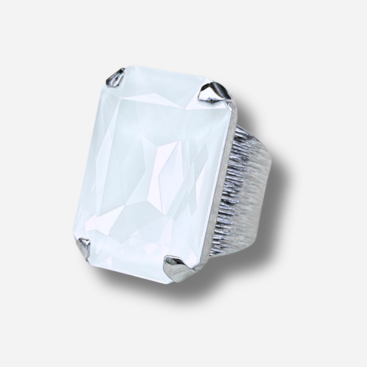 Bague Laya Silver Crézus pierre rectangulaire opaline argent réglable