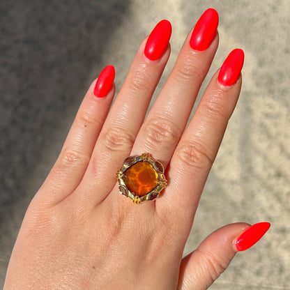 Bague quartz fumé portée Au Fil de Lo