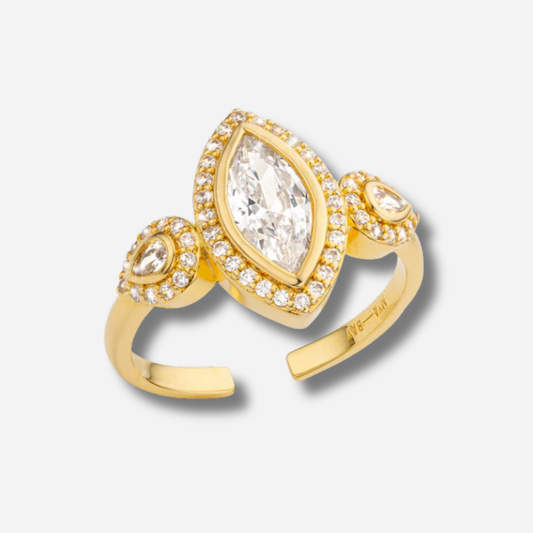 Bague Lovely Mademoiselle Mya Bay dorée avec cristaux navette
